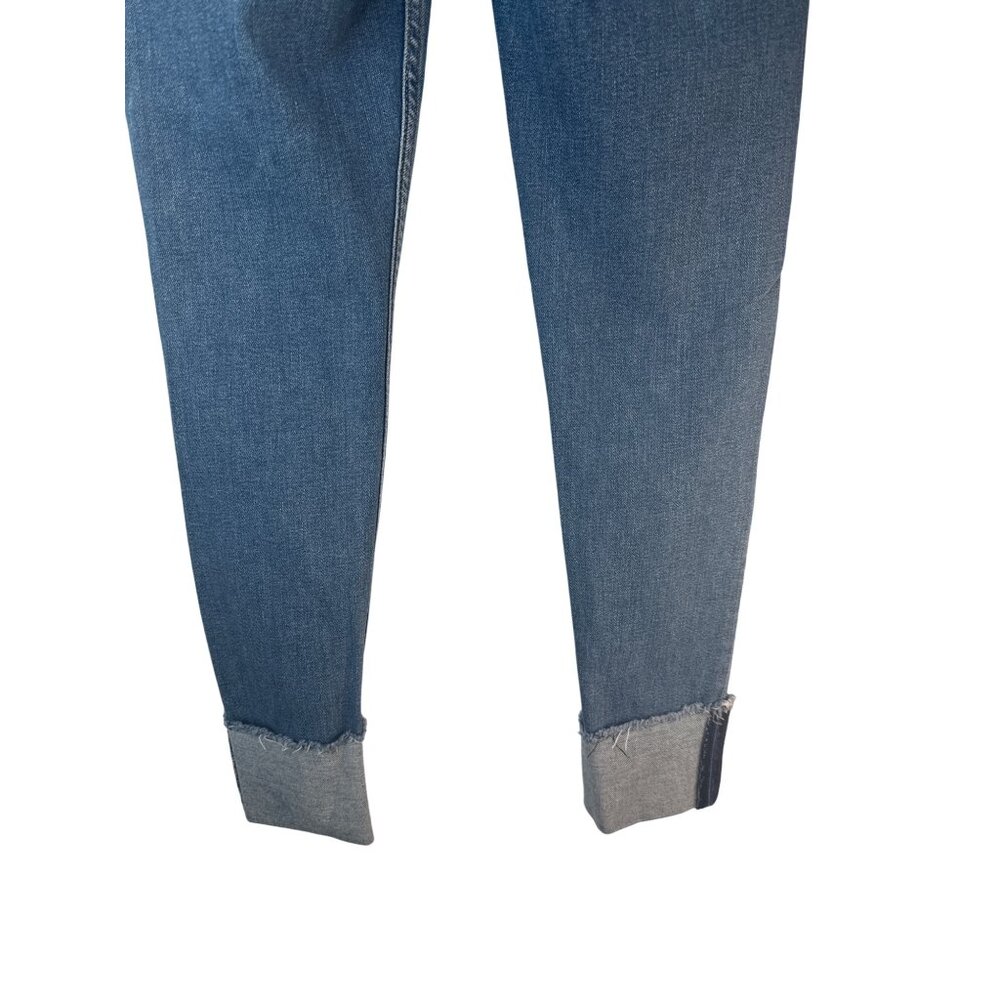 ZARA Womens 6/28 Distressed Cuffed Jeans Size Blue Denim Mid-Rise - Picture 10 of 12